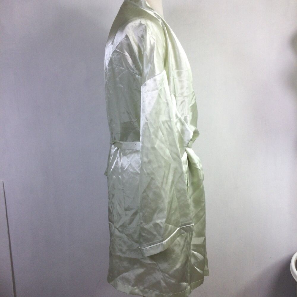 Oscar De La Renta Womens Logo Belted Satin Robe With Gown Set Green Size XL - Picture 4 of 16